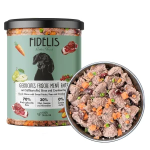 Eend met zoete aardappel, peer en bosbessen