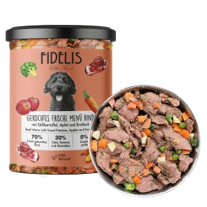 Rund met zoete aardappel, appel en broccoli